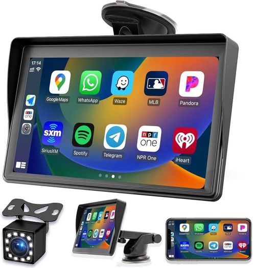 7 inch CarPlay Android Auto Car Radio Multimedia Video Player Portable Touch Screen Rear View Camera AUX For Kia Toyota VW Ford