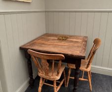 Antique Victorian Drop Leaf kitchen table with scrubbed top and dark wood legs Farmhouse Pine