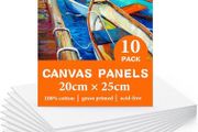 Painting 20X25cm, 10 Packs Gesso Primed Painting Canvas 100% Cotton Acid-Free Blank Canvases for Art, Acrylic Paint, Oil Paint, Watercolor Paint