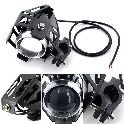 2PCS White motorcycle headlights auxiliary lamp U5 led motorbike spotlight accessories 12V moto DRL spot head lights