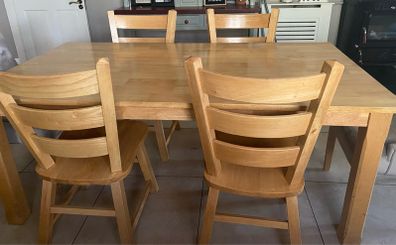 Solid wood dining table & 6 chairs
