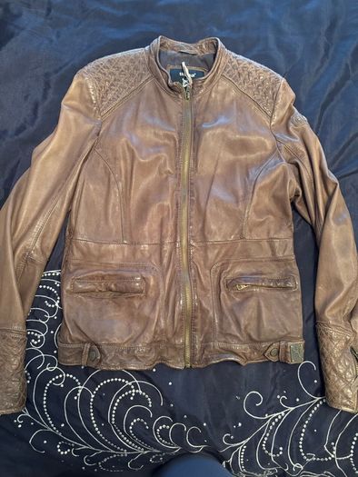 Womens Brown leather jacket size 12-14uk