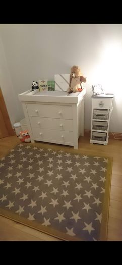Mamas and Papas Cot bed, chest of drawers with changing unit, and wardrobe
