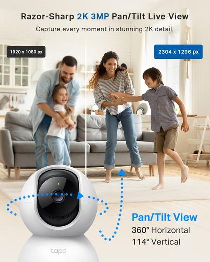 C210 2K 3MP Pan/Tilt Indoor Camera House Security Camera, WiFi Camera, No Monthly Fee, AI Detection, Dog Puppy Camera, Baby Camera Monitor, 360 View, Night Vision, Works with Alexa & Google