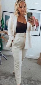 zara cream blazer suit