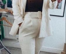 zara cream blazer suit