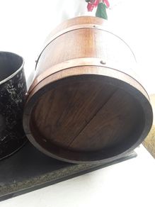 Antique copper bound bucket with internal metal bucket