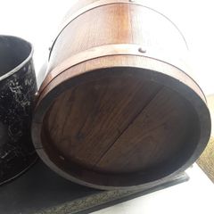 Antique copper bound bucket with internal metal bucket