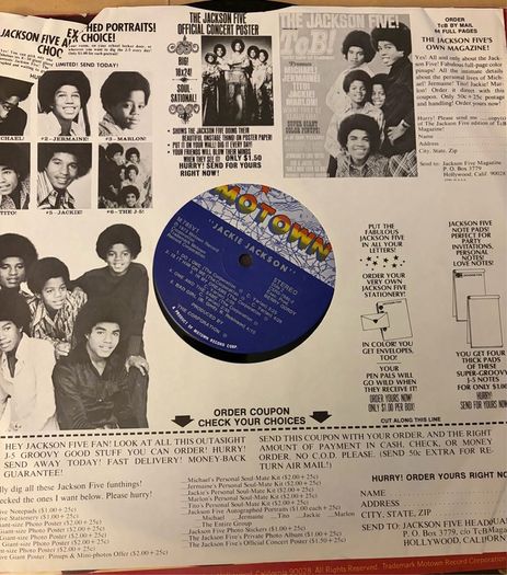 Jackie Jackson Original 1973 US Motown LP and Jackson Five Inner Sleeve