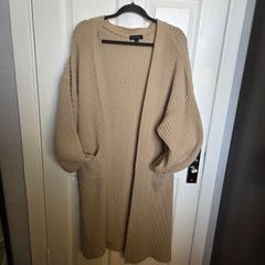 Long Beige Cardigan, BLUE VANILA