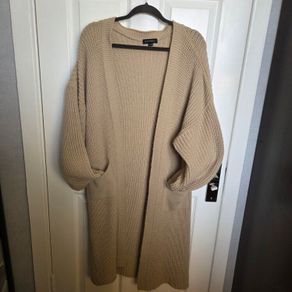 Long Beige Cardigan, BLUE VANILA