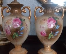 Pair of Edwardian lidded vases.