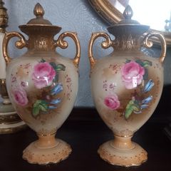 Pair of Edwardian lidded vases.