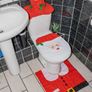 Santa Claus Bath Mat Toilet Seat Cover, 3pcs Christmas Decorations Novelty Lid Seat Cover Water Tank Non-Slip Rug Warmer Toilet Cushion Bathroom Set Decoration Christmas Party (FREE POSTAGE) Image 5