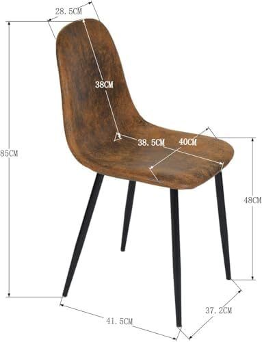 Set of 6, Upholstered Kitchen & Dining Room Chairs with Comfortable Padded Seat (Faux Suede, Brown)