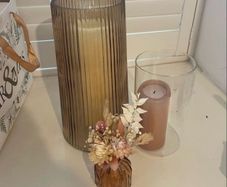 Amber glass bud vases x 20