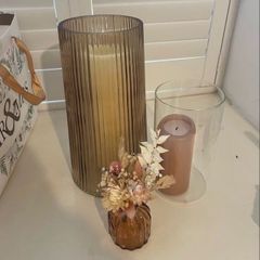 Amber glass bud vases x 20