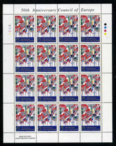 1999 Ireland 50th Anniversary of the Council of Europe Commemorative Stamp Sheetlet Plate 1A1A Mint Never Hinged (MNH)