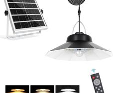 Dimmable Solar Shed Light for Indoor/Outdoor,Sheersexykiss 1200LM Solar Pendant Lights with Remote,IP65 Waterproof Motion Sensor Solar Powered Wall Lights for Garden/Garage/Balcony/Barn/Gazebo/Patio