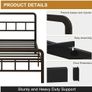 King Size Bed Frame with Curved Headboard and Footboard 150x200 cm, Black King Size Platform Bed with Heavy Metal Slats for Stable Support, No Box Spring Needed, Noise Free, Easy Assembly Image 5