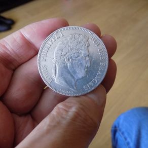 France 1837 B,5 francs.King Louis Philippe.90% silver.