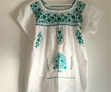 Mexican floral green embroidered blouse