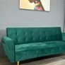 Luxury Velvet Sofa Bed with Golden Legs green Image 2