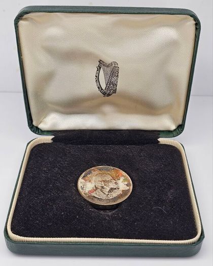 Ireland 1966 Silver Proof 10 Shillings Coin in Original Holder Stunning Rainbow Toning Obverse and Reverse