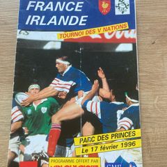 1996 France v Ireland Rugby Five Nations Match Programme