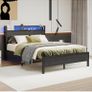 4ft6 Double Bed Frame with Storage Headboard&LED Lights,Black Metal Platform Bed Frame with Charging Station,Mattress Foundation,Metal Slat Support,No Box Spring Needed,Under-bed Storage Image 6
