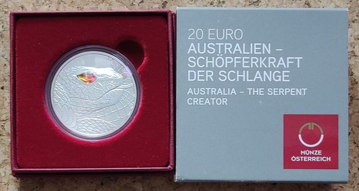 Austria 20 Euro Silver (.925) Proof Coin 2021 - The Serpent Creator - Eyes of the World