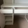 Ikea Micke Desk White and Orfjall Swivel Chair Pink Image 3