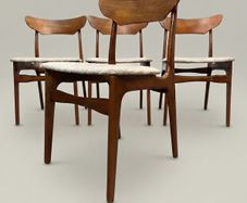 Iconic Danish Mid-Century Teak & Wool Dining Chairs by Schionning & Elgaard
