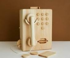 Handmade vintage wooden payphone | toy telephone