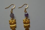 Owl earrings, Amethyst jewellery, Handmade earrings.Jewellery
