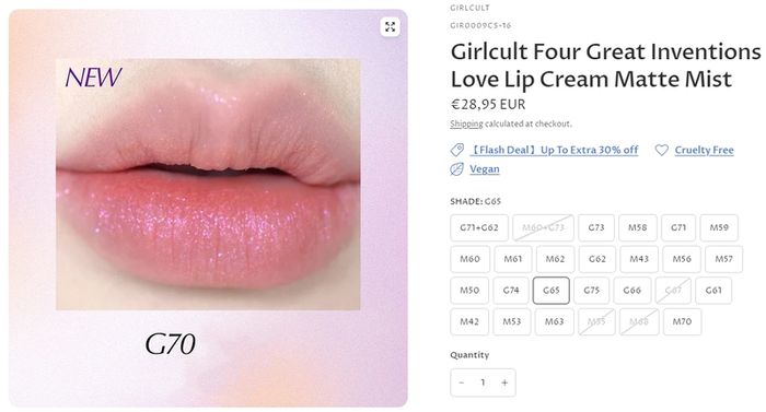 Girlcult C-Beauty Liquid Lipstick in Shade G70 Dream Lover
