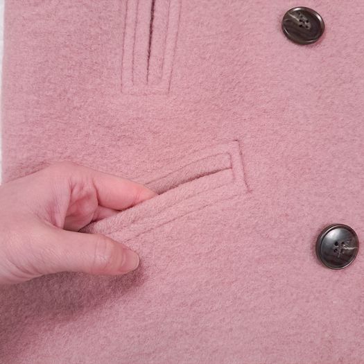 Per Una Dusky Rose Pink Wool Blend Double Breasted Pea Coat 10UK/38EU