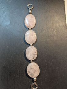 Silver and pink quartz bracelet