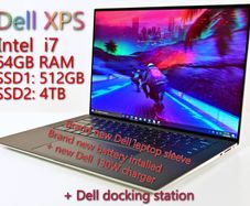 Dell XPS i7 + nVidia GPU, 64GB RAM, 4.5TB SSD + Dell docking station