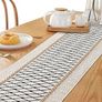 NEW SALE | Macrame Table Runner,Cream Beige Boho Table Runner with Tassels,Hand Woven Cotton and Burlap Splicing Table Runner,Rustic Farmhouse Table Runner for Bohemian,Kitchen Dining Table Image 5