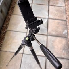 Lightweight tripod for phone or camera, with remote