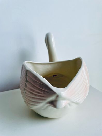 Vintage Style Pink & White Ceramic Swan Planter Vase 21cm