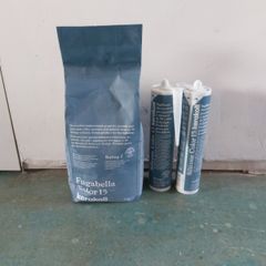 Blue grout and silicone