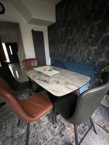 Marble Top Extendable Dining Table & Chair