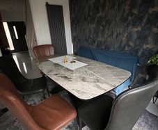Marble Top Extendable Dining Table & Chair