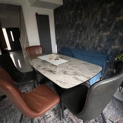 Marble Top Extendable Dining Table & Chair