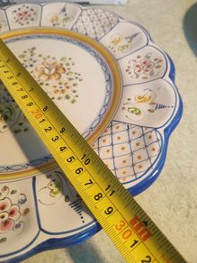 VTG Wall Hanging CONDE TALAVERA Pottery Plate 29 cm. Beautiful Blue Yellow