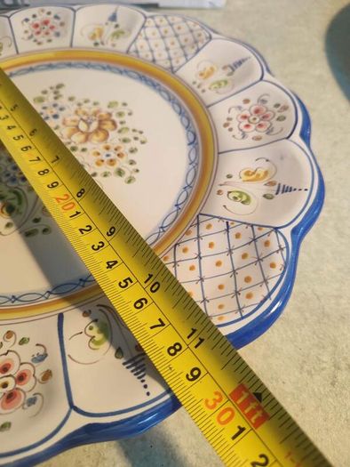 VTG Wall Hanging CONDE TALAVERA Pottery Plate 29 cm. Beautiful Blue Yellow