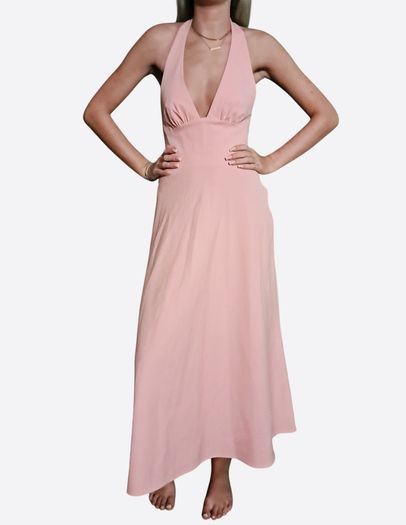 Zara blush pink halterneck backless dress