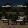 Double-Head Garden Parasol with LEDs Sand White 316x145 cm Image 3